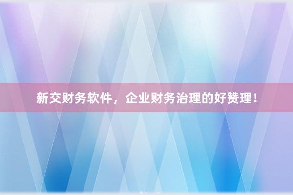 新交财务软件，企业财务治理的好赞理！